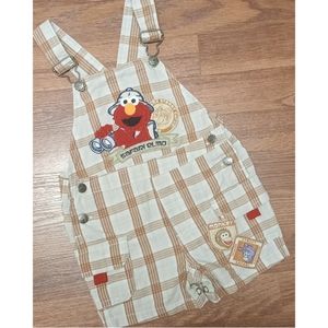 👣2/15 or 3/$20 Elmo Sesame Street Safari Explore Animal Checker Shirts Overalls